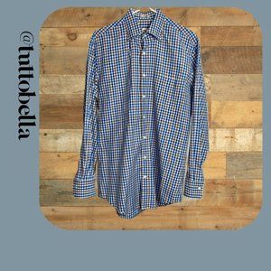 Peter Millar Blue Plaid Button Down Shirt Size Medium